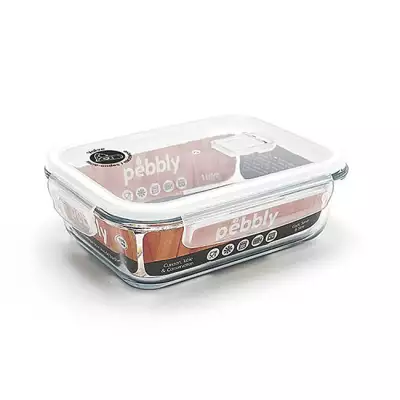 Boîte Hermétique Rectangulaire en Verre Pebbly 1 litre