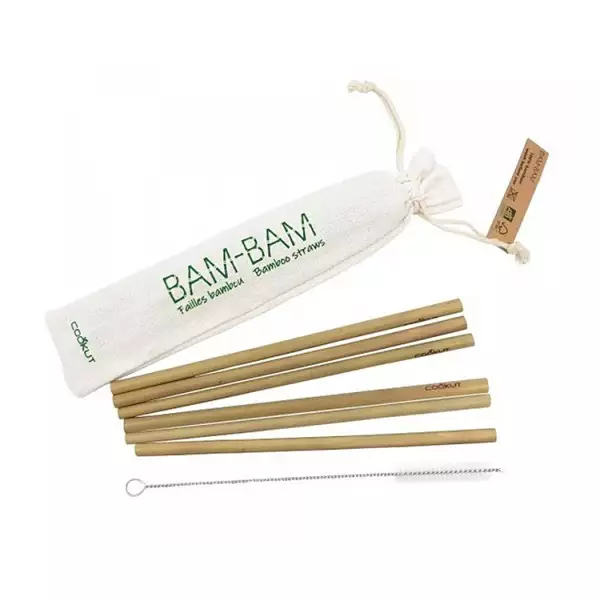 6 Pailles Bambou + Brosse de nettoyage Cookut