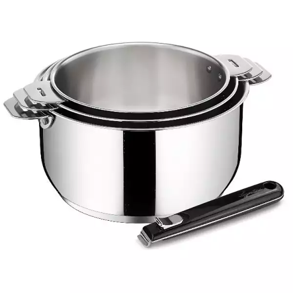 Lot 3 casseroles + poignée Lagostina Salvaspazio + fond Lagotherm
