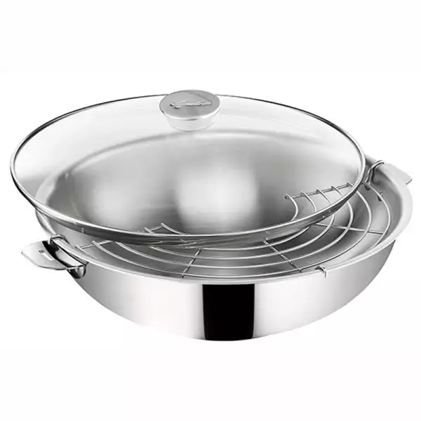 Wok inox Salvaspazio + Lagostina 30 cm