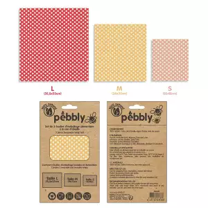 140x140 - Set 3 Feuilles d'Emballage Alimentaire Cire d'Abeille Pebbly