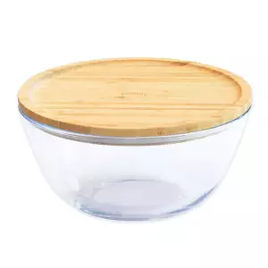 140x112 - Boîte hermétique verre ronde avec Couvercle Bambou Pebbly