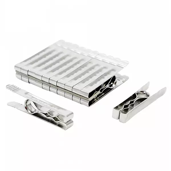 Lot De 100 Pinces à Linge En Acier Inoxydable - Revêtement Plastique Gris Argenté - Dimensions 5,5x2,2x2,3 Cm - 9