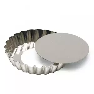 140x140 - Moule tartelette ronde cannelée fer blanc Gobel (fond amovible)
