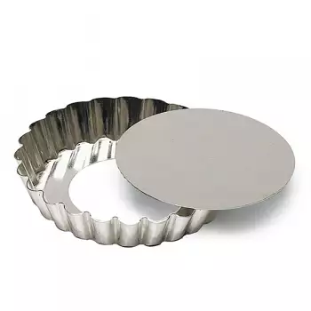 Moule tartelette ronde cannelée fer blanc Gobel (fond amovible)