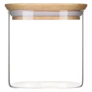 140x140 - Set de 3 Boîtes Carrées en Verre Couvercle Bambou Pebbly