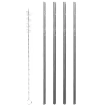 4 Pailles Inox + Goupillon Qwetch