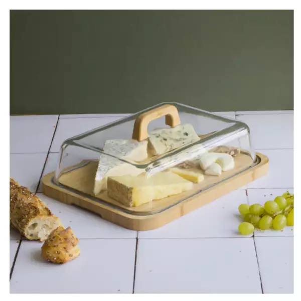 Plateau à Fromage en Verre & Bambou Pebbly