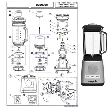 Pièces détachées Blender POWER 4 Magimix