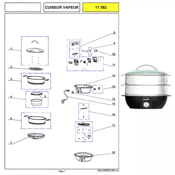 Pièces détachées Cuit vapeur MAGIMIX et cuit vapeur ADT