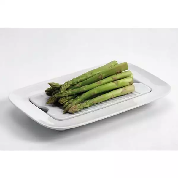 Plat à Asperges en Porcelaine Blanche