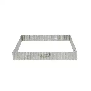 140x140 - Cercle à tarte carré cannelé inox perforé De Buyer