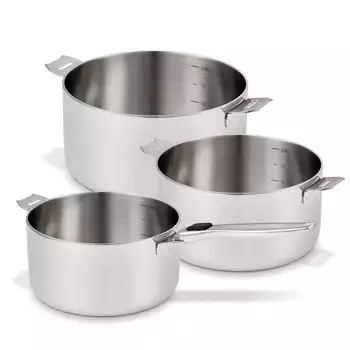 Lot 3 casseroles inox Evolution Beka avec poignée amovible