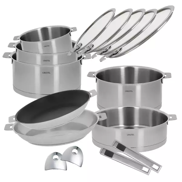 Batterie de cuisine 16 pièces Strate amovible Cristel