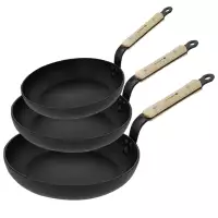 Lot 3 poêles 20 24 et 28 cm Choc B Bois De Buyer