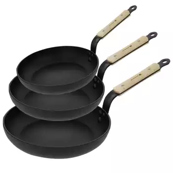 Lot 3 poêles 20 24 et 28 cm Choc B Bois De Buyer