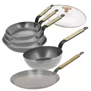 140x140 - Batterie de cuisine 6 pièces Mineral B Bois avec sauteuse De Buyer