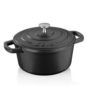 140x133 - Cocotte en Fonte Emaillée Ronde noire Kela