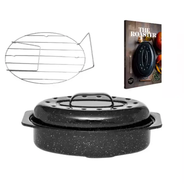 Pack Cocotte Roaster Graniteware 33 cm + Grille + Livre de recettes
