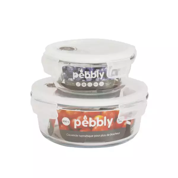 Boîte Hermétique Ronde en Verre Pebbly