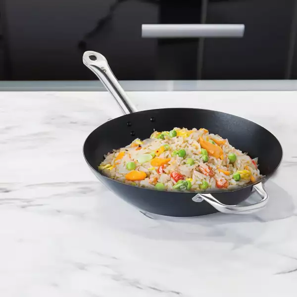 Wok En Acier Carbone Forgé à La Main 50 Cm - Anti-adhésif, Compatible Induction Et Gaz