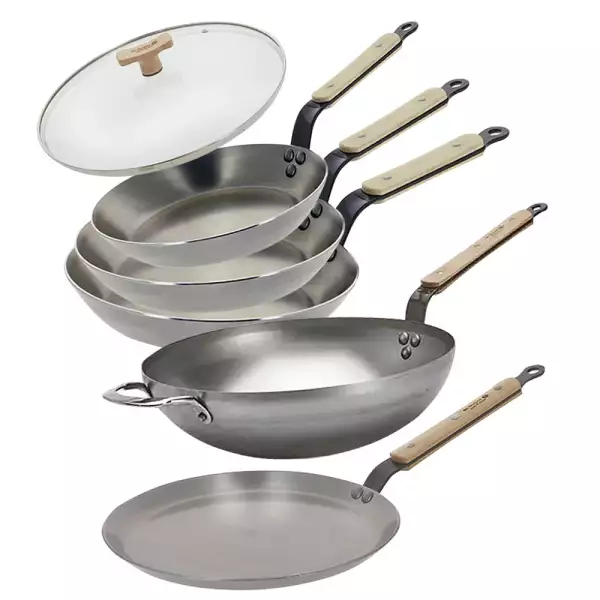 Batterie de cuisine 6 pièces Mineral B Bois avec wok De Buyer