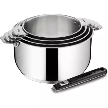 Lot 4 casseroles + 1 poignée Lagostina Salvaspazio + fond Lagotherm