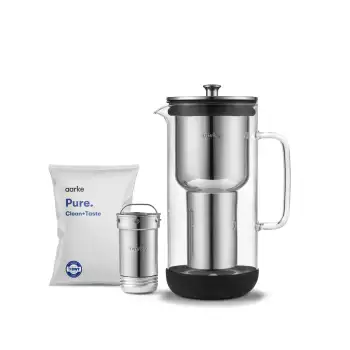 Carafe à eau filtrante verre et inox Aarke