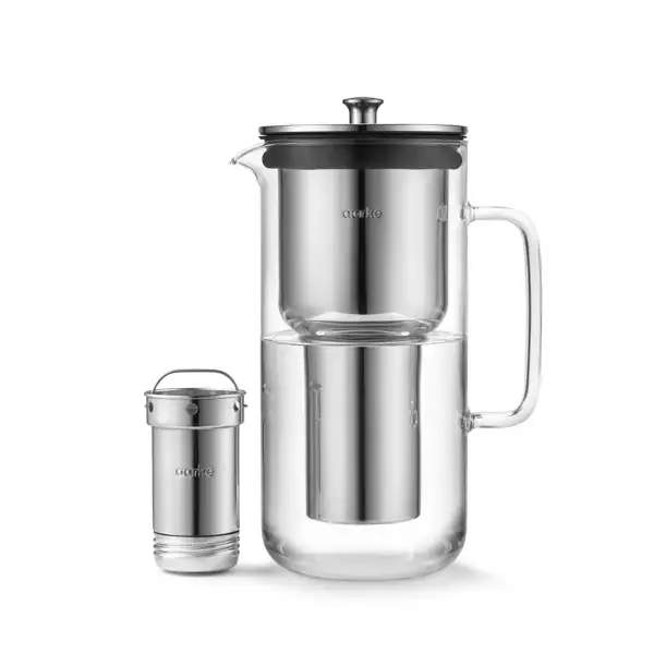 Carafe à eau filtrante verre et inox Aarke