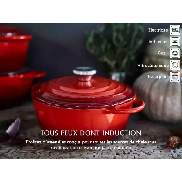 Cocotte en Fonte ronde Tradition rouge Baumalu