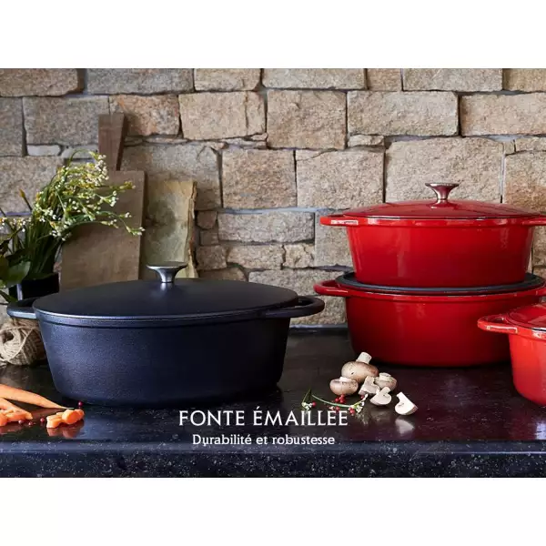 Cocotte en Fonte ronde Tradition rouge Baumalu