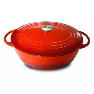 140x91 - Cocotte en Fonte Tradition ovale rouge Baumalu