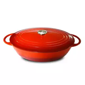 140x83 - Cocotte en Fonte basse ronde Tradition rouge Baumalu