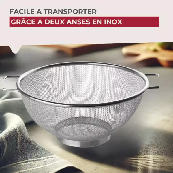 Passoire Tamis à mailles fines inox sur pied Fackelmann