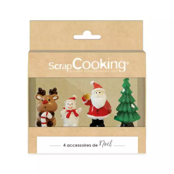4 sujets pour décoration de bûche de Noël Scrapcooking