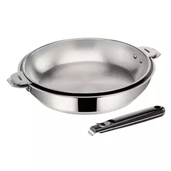 Lot 2 poêles inox 24 et 28 cm Salvaspazio + Lagostina