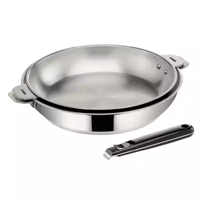 Lot 2 poêles inox 24 et 28 cm Salvaspazio + Lagostina