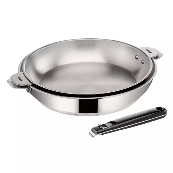 Lot 2 poêles inox 24 et 28 cm Salvaspazio + Lagostina