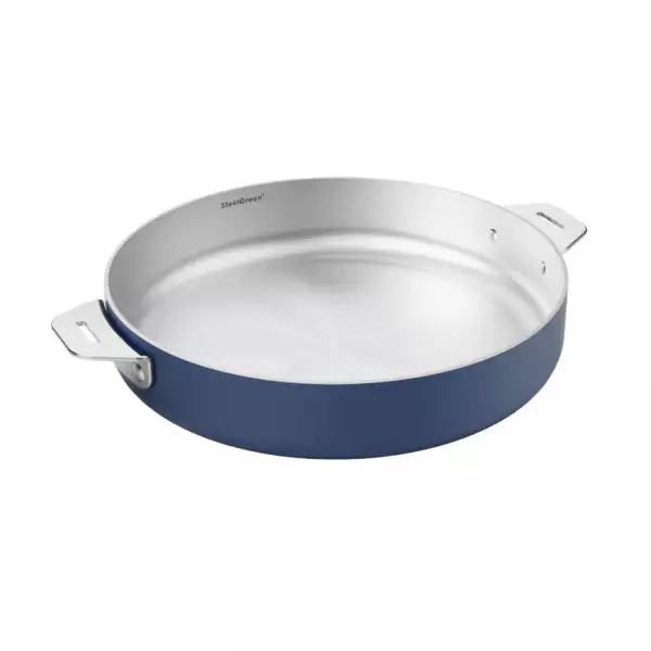 Lot 2 poêles inox 24 et 28 cm + poignée La Merveilleuse Cookut Bleu Myrtille