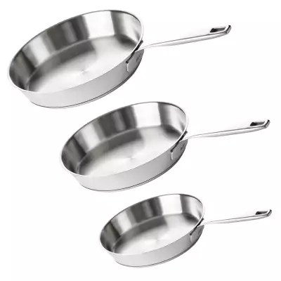 Lot 3 poêles inox 20 24 28 cm Maestro Beka