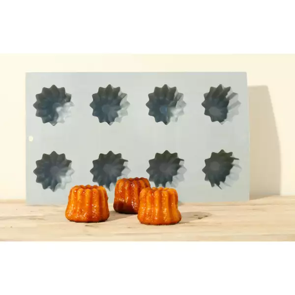 Moule en silicone Elastomoule 8 grands cannelés De Buyer