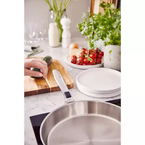 Lot 2 poêles inox Tri-Ply 24 et 28 cm + 1 poignée Evolution Beka