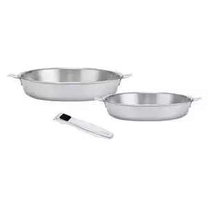 140x140 - Lot 2 poêles inox Tri-Ply 24 et 28 cm + 1 poignée Evolution Beka