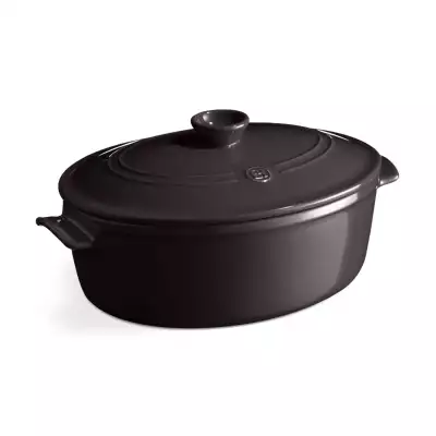 Cocotte céramique Flame Emile Henry ovale Noir Fusain