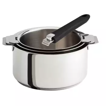 Lot 3 casseroles 16 18 20 cm + poignée Cristel Mutine amovible