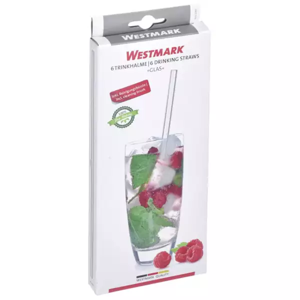 6 Pailles Droites en Verre + Goupillon Westmark