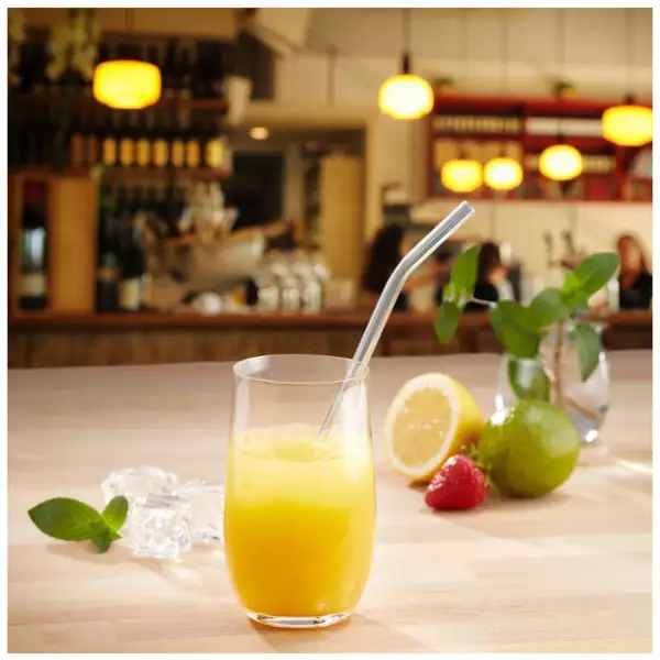 6 Pailles Coudées en Verre + Goupillon Westmark