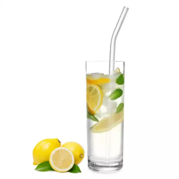 6 Pailles Coudées en Verre + Goupillon Westmark