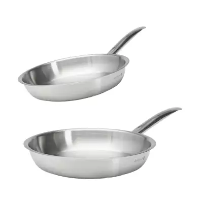 Lot 2 poêles inox Prim'Appety 24 et 28 cm De Buyer