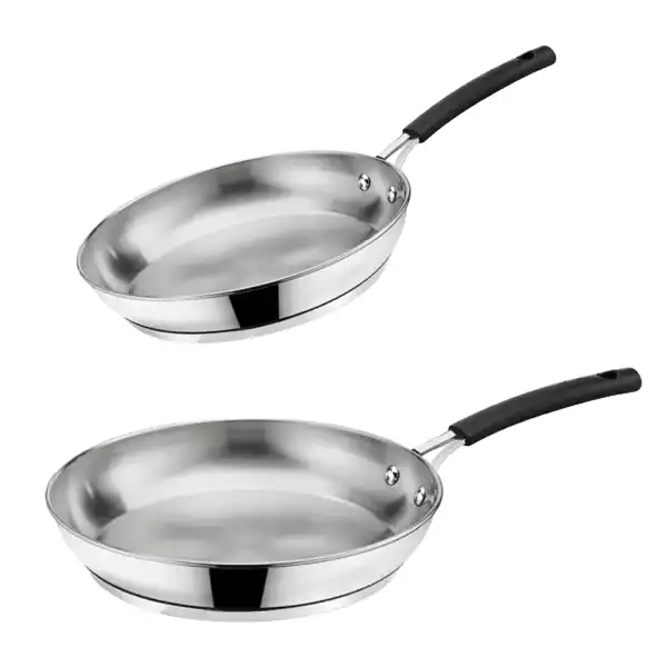 Lot 2 poêles inox 24 et 28 cm Tempra Lagostina